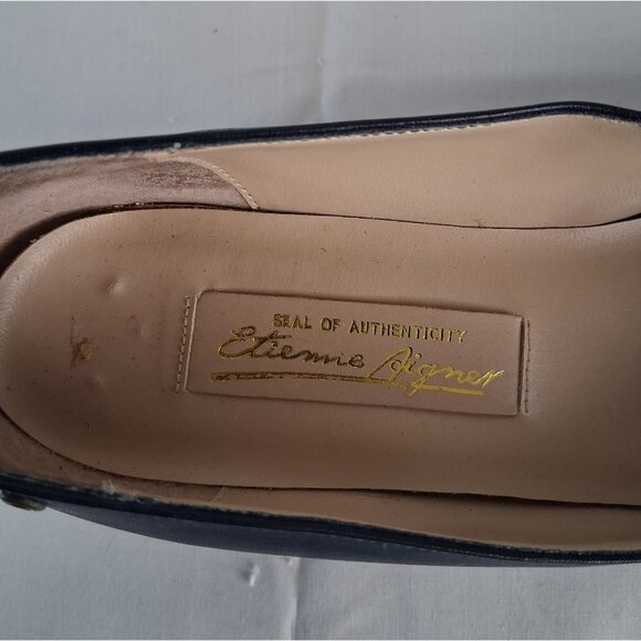 Etienne Aigner Women's Shoes Size 6.5 M Leather Navy Blue Flat Slip-On Casual - Picture 5 of 14